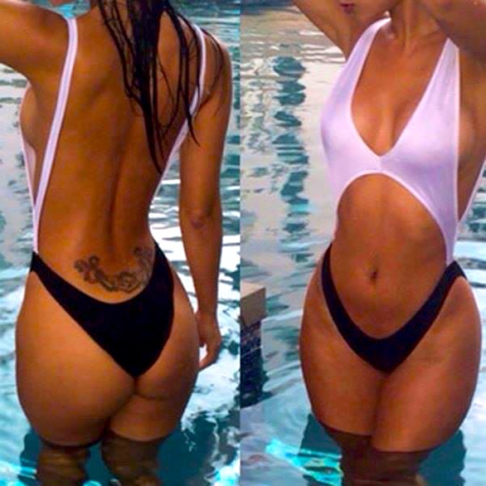 2 Toned Black and White Sexy Monokini